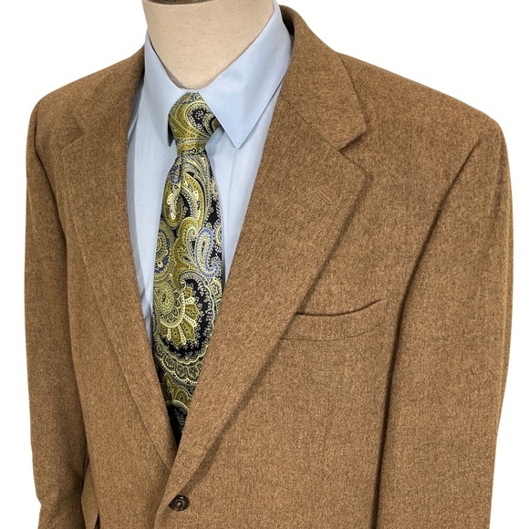 JOS A BANK Blazer Mens 46L Wheat Brown Camelhair 2 Button Quiet Luxury Wool